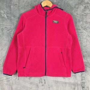 LL Bean Jacket Girls Large 14-16 Pink Full Zip Heritage Mountain‎ Classic Fleece